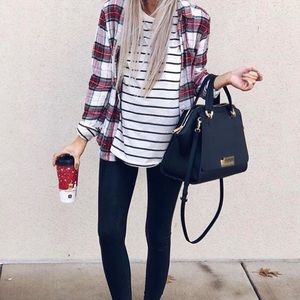 SO Plaid Flannel Button Top | S